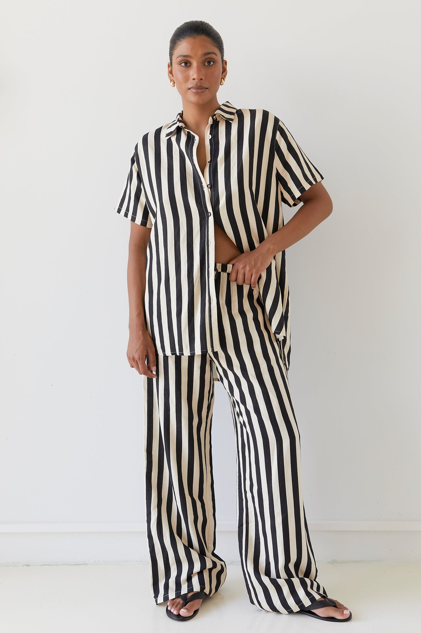 Josie Stripe Linen Blend Pants Womens Matching Sets