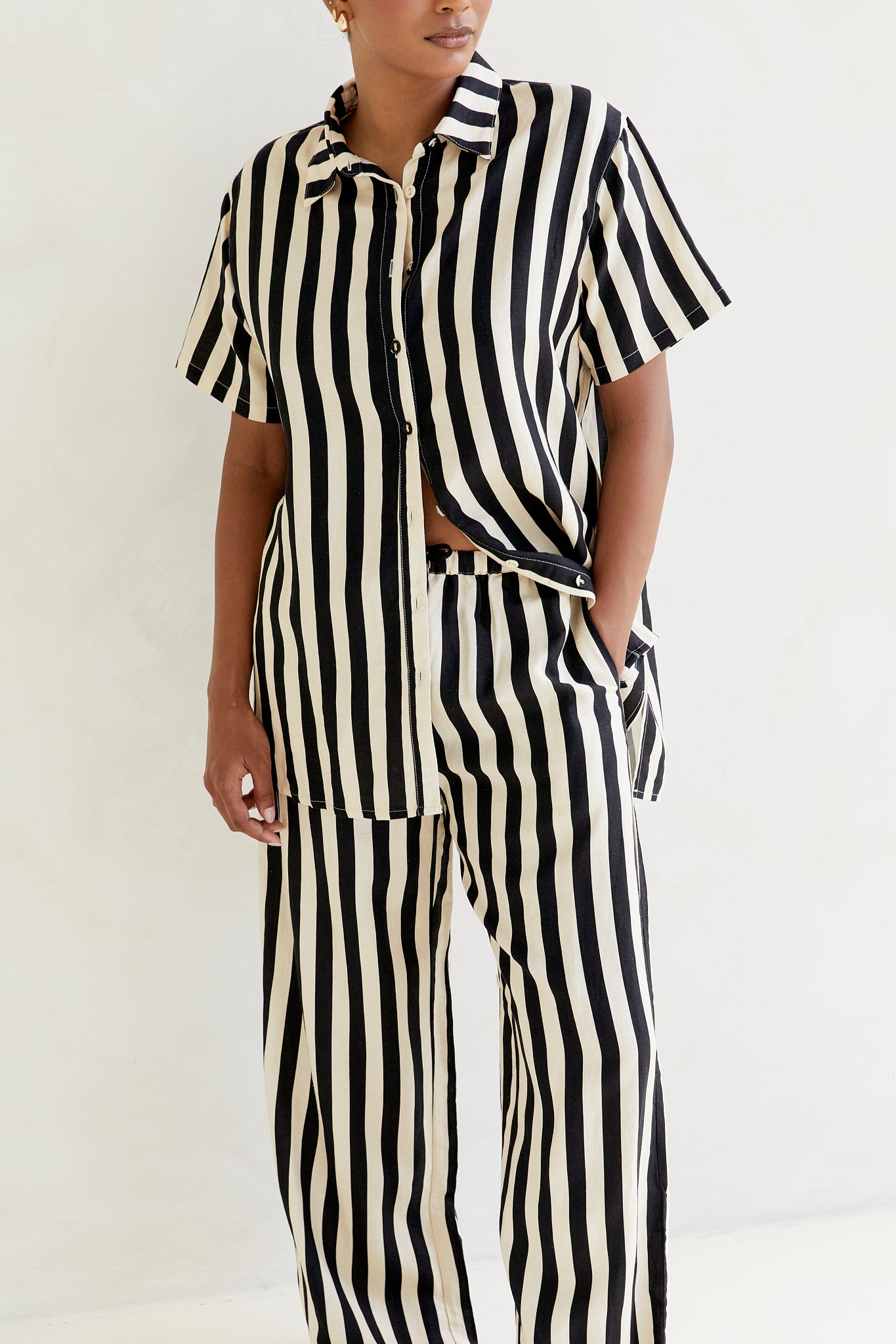 Essie Stripe Linen Blend Shirt and Josie Stripe Linen Blend Pant