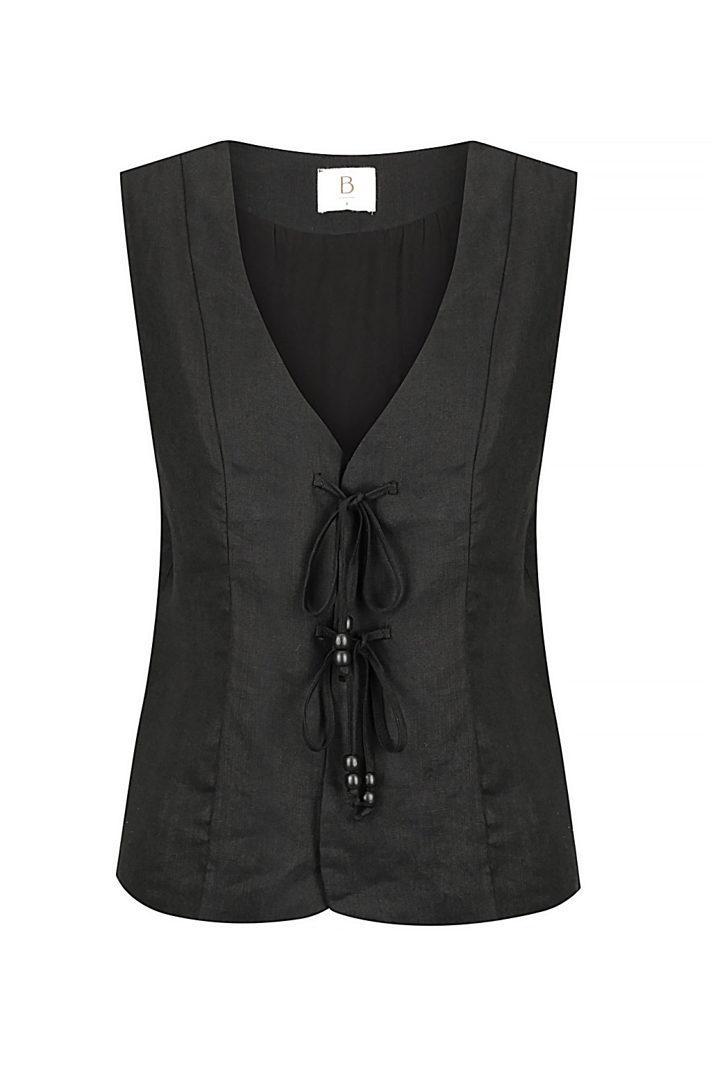 Bisk the Label Claudia Black Linen Tie Vest Co-ord set
