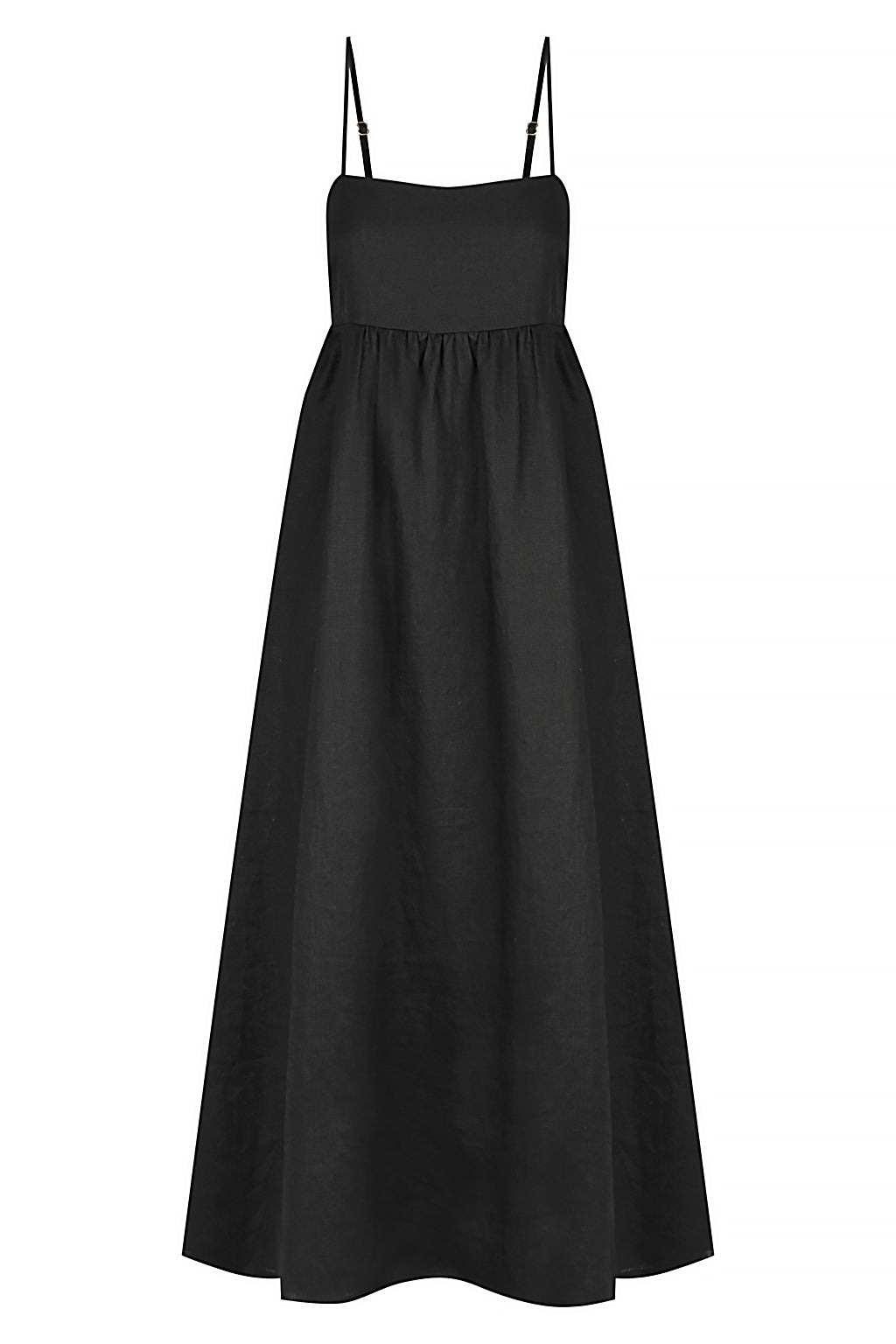 Bisk the Label Rory Black Linen Maxi Dress with Pockets