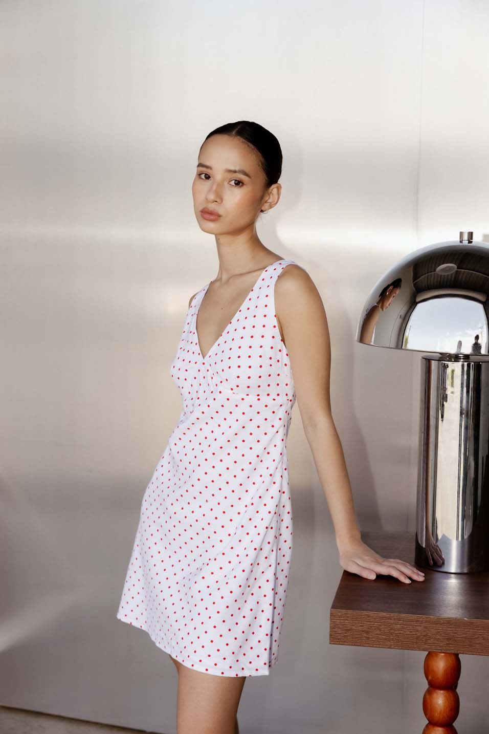 Rowie Spot Linen Blend Dress