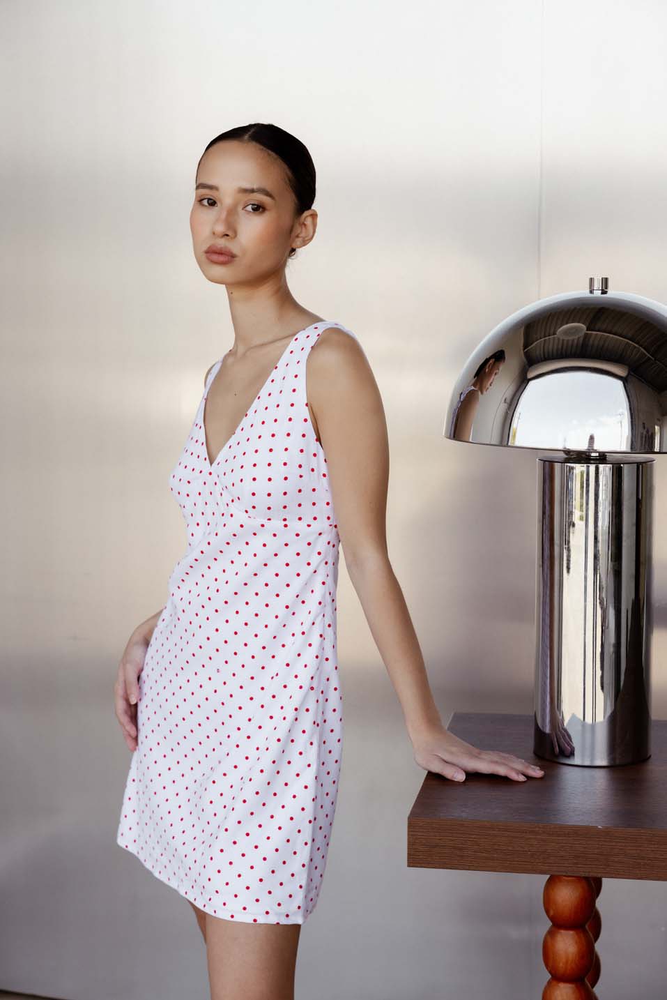 Rowie Spot Linen Blend Dress